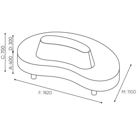 Dimensions du canapé Nubi arrondi - Nubi
