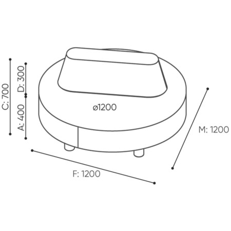 Dimensions du canapé Nubi rond avec dossier - Nubi