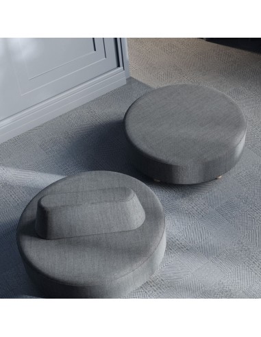 Canapés Nubi ronds bas, duo en tissu gris clair - Nubi