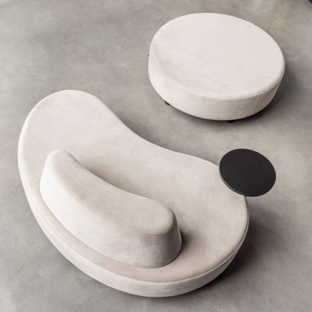 Ensemble de canapés Nubi ronds bas en tissu beige clair - Nubi