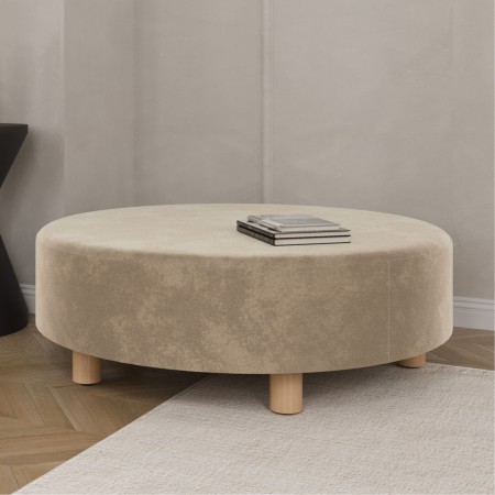 Canapé Nubi rond bas, tissu beige clair, sans dossier - Nubi 2