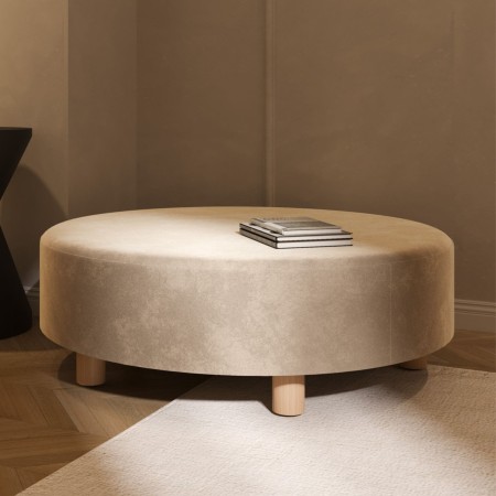 Canapé Nubi rond bas beige avec ambiance cosy - Nubi