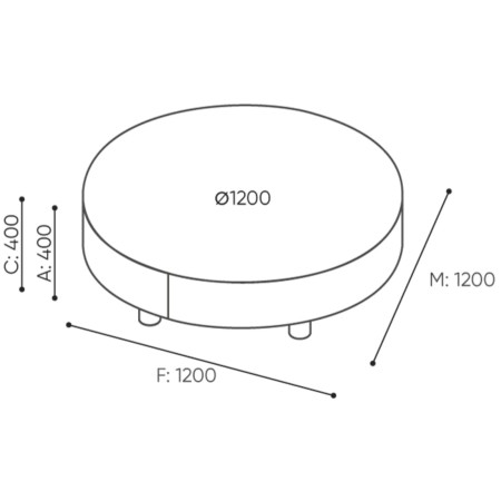 Dimensions du canapé Nubi rond bas - Nubi