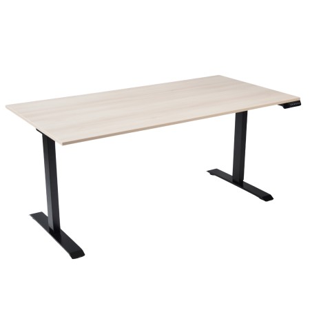 Bureau assis-debout Start-UP coloris plateau acacia et piètement noir
