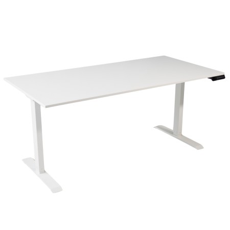 Bureau assis-debout Start-Up 160x80 cm coloris plateau blanc et piètement blanc	