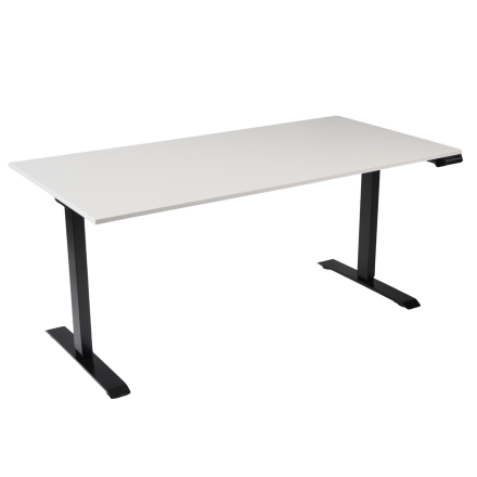 Bureau assis-debout Start-Up 160x80 cm coloris plateau blanc et piètement noir