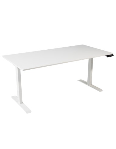 Bureau assis-debout Start-Up 180x80 cm coloris plateau blanc et piètement blanc