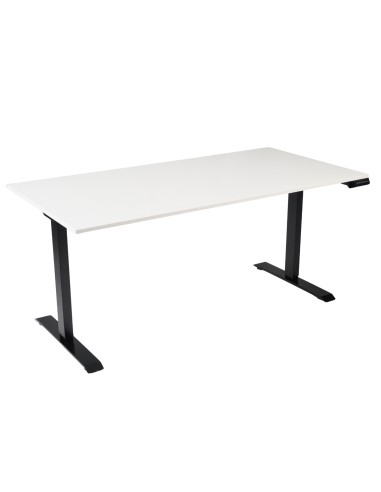 Bureau assis-debout Start-Up 180x80 cm coloris plateau blanc et piètement noir
