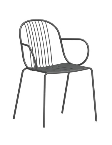 Chaise Diane métal gris clair, vue de 3/4 avant gauche - Diane