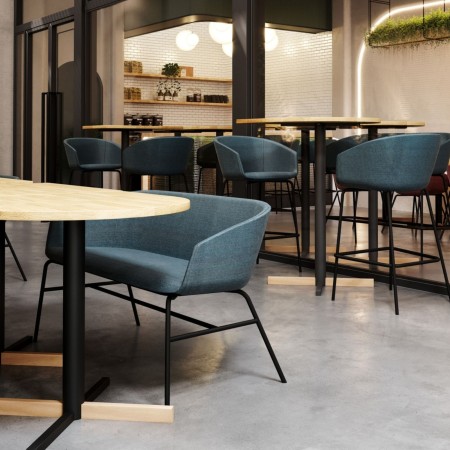 Banquette Ox:co bleue en situation dans un restaurant - Ox:co