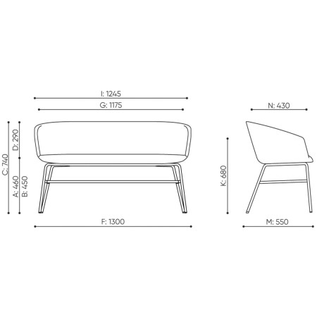Dimensions banquette Ox:co - Ox:co