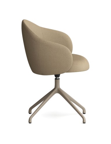 Chaise Volta pivotante beige, silhouette latérale mettant en valeur la courbure du dossier et l’assise rembourrée - Volta