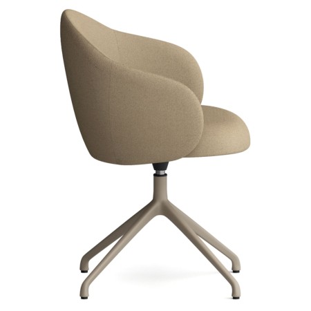 Chaise Volta pivotante beige, silhouette latérale mettant en valeur la courbure du dossier et l’assise rembourrée - Volta