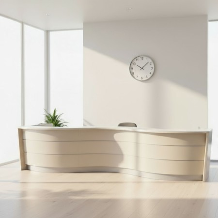 Meuble de réception beige dans un espace accueillant