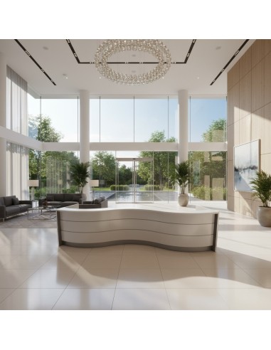 Meuble de réception dans une entrée d'hôtel lumineuse