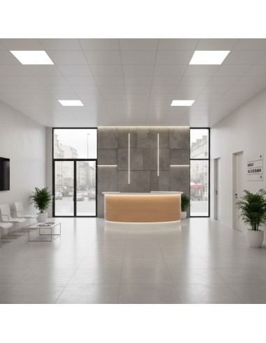 Banque d'accueil dans hall de réception d'une administration