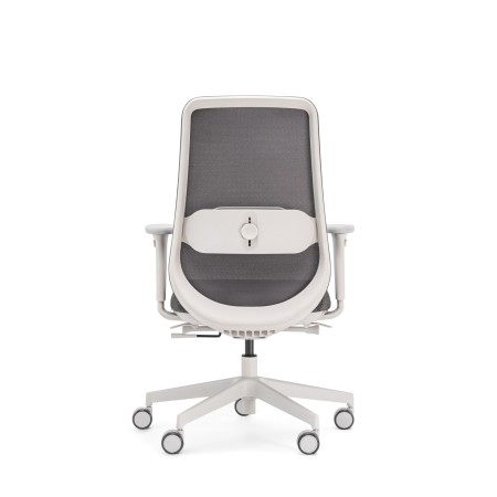 Chaise de bureau moderne avec assise textile grise et dossier mesh Belt BE 102 Grey dos
