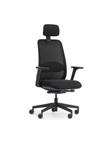 Chaise de bureau ergonomique noire avec têtière et accoudoirs réglables Belt BE 103