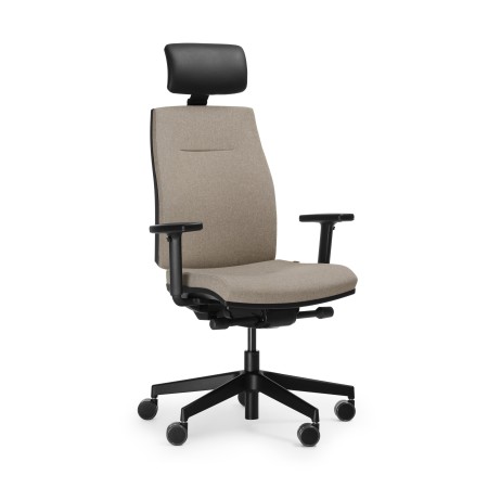 Chaise de bureau Corr CJ 103 noire avec appui-tête – vue de trois quarts