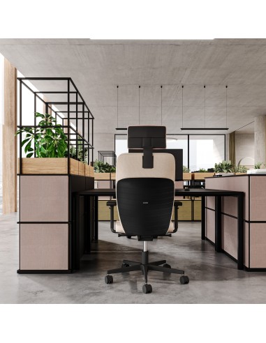 Open space professionnel lumineux avec fauteuils ergonomiques Dual DU 103 noirs