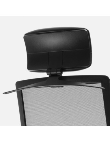 Zoom sur l’appui-tête réglable du fauteuil Eleven noir avec cintre