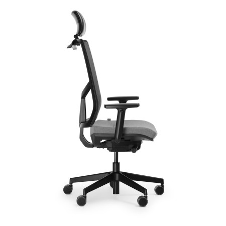 Siège de travail ergonomique noir avec appui-tête réglable et accoudoirs 4D