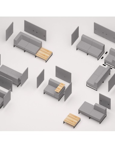 Vue d’ensemble des différents modules Plint, illustrant la variété des combinaisons possibles selon les besoins. - Plint