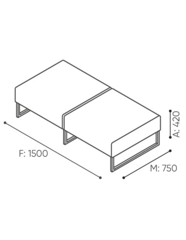 Dimensions du module sans dossier, idéal comme extension ou banc d’appoint. - Plint