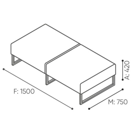Dimensions du module sans dossier, idéal comme extension ou banc d’appoint. - Plint