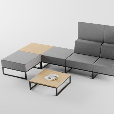 Ensemble de modules Plint agencés avec une table basse centrale, illustrant une composition harmonieuse. - Plint