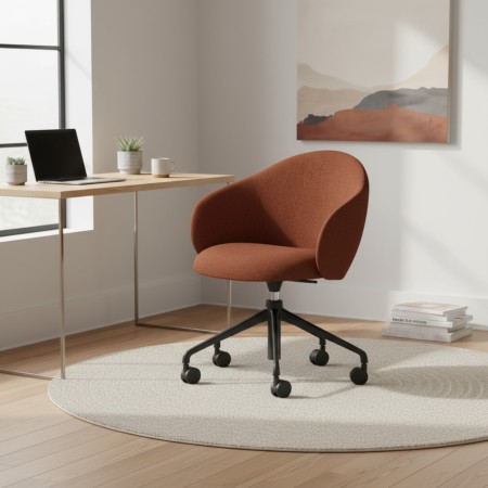 Chaise Volta tapissée rouge 5 roulettes dans un bureau design – Volta