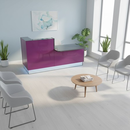 Banque d'accueil noir avec module bas et siège de travail noir et gris