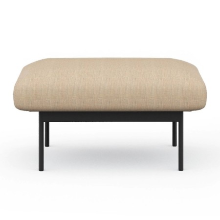 Banquette tapissée beige avec piètement noir, au design épuré et contemporain. - Fora Office