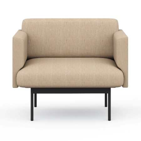 Vue de face du fauteuil beige, design sobre et lignes équilibrées. - Fora Office