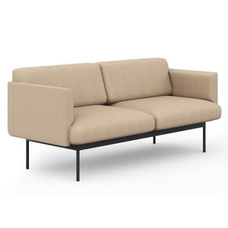 Canapé tapissé beige deux places avec accoudoirs, design sobre et raffiné. - Fora Office