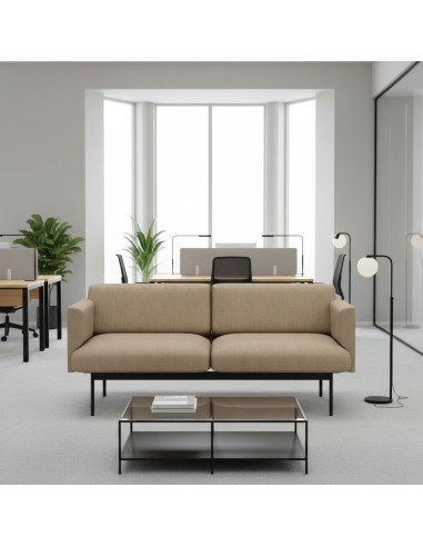 Canapé beige dans un bureau contemporain, idéal pour un coin détente élégant. - Fora Office