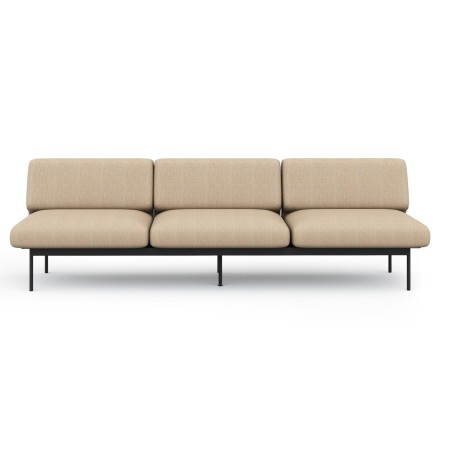 Vue de face du canapé beige trois places, lignes épurées et design professionnel. - Fora Office