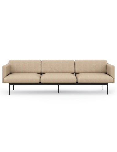 Vue de face du canapé tapissé trois places, assise profonde et dossier moelleux. - Fora Office