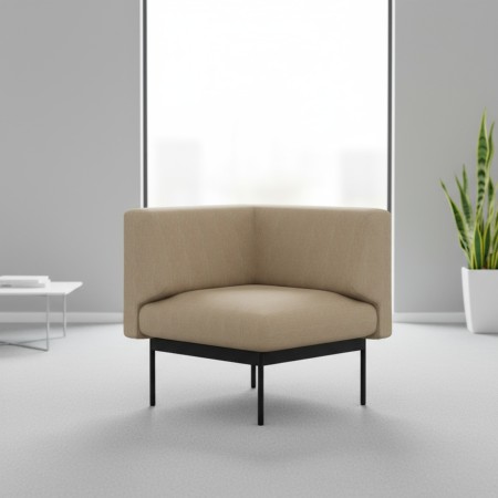 Fauteuil d’angle beige dans un espace épuré, parfait pour les zones d’attente. - Fora Office