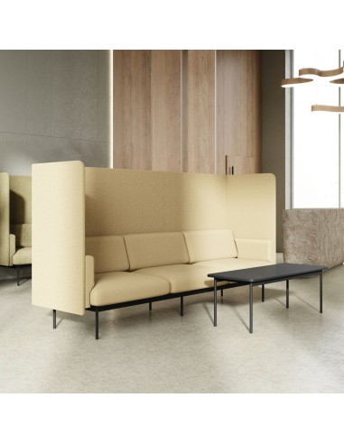 Espace lounge avec canapé acoustique modulaire et table latérale intégrée. - Fora Office