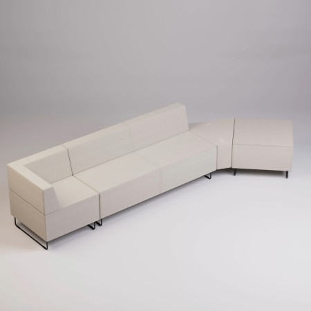 Banquette longue tapissée crème, parfaite pour halls ou espaces publics. - Quadra