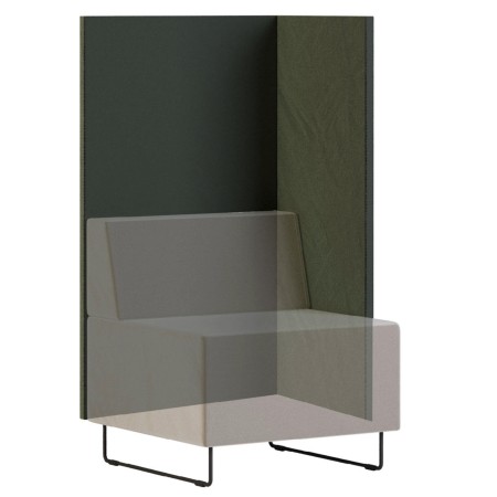 Ensemble modulaire avec assise et panneau acoustique pour plus d’intimité. - Quadra