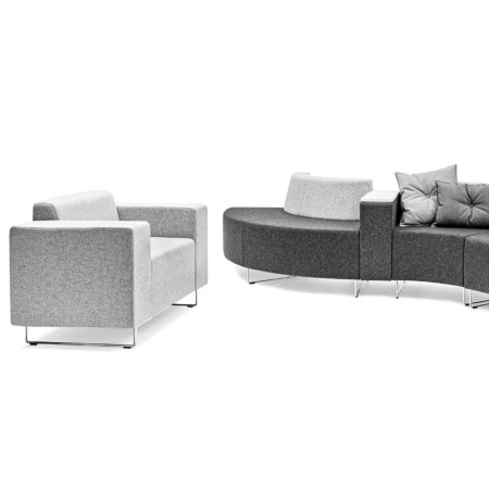 Compositions modulaires claires avec dossiers bas et assises courbes. - Quadra