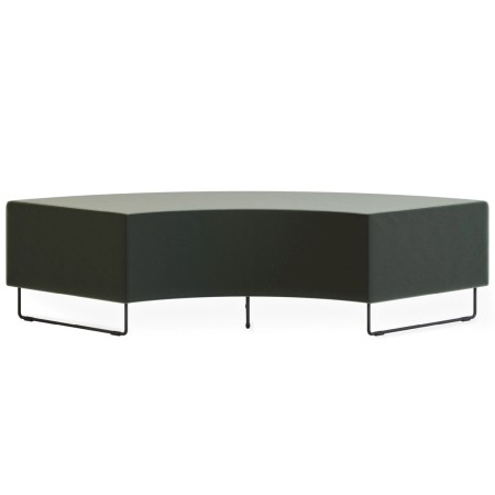 Banquette incurvée verte sur piétement métallique noir. - Quadra