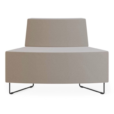 Banquette incurvée beige à piétement métallique noir. - Quadra