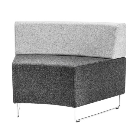 Module d’angle gris foncé à assise rembourrée et piétement noir. - Quadra