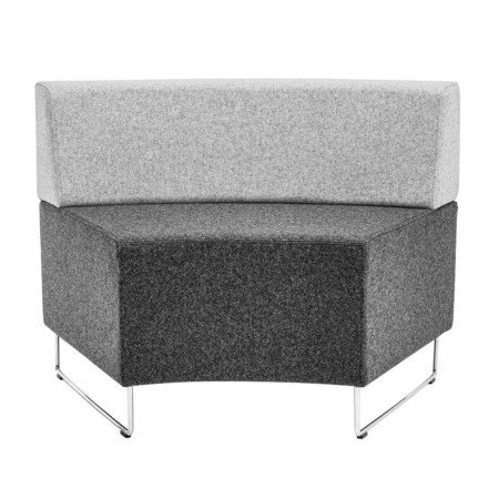 Banquette d’angle grise tapissée avec dossier haut. - Quadra