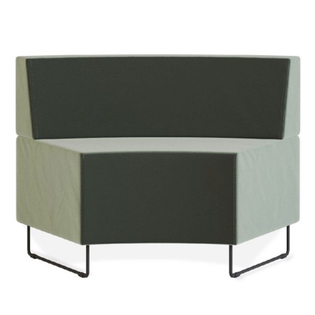 Module d’angle vert et beige sur structure métallique noire. - Quadra