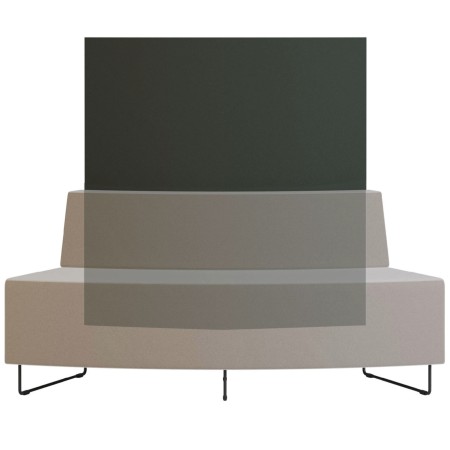 Vue arrière d’une banquette bicolore verte et beige. - Quadra