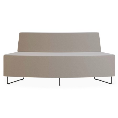 Banquette beige droite avec piétement noir et dossier rembourré. - Quadra